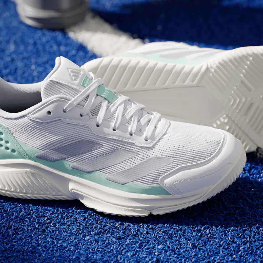 Adidas Courtquick Padel Shoes Cloud White / Silver Metallic / Clear Mint - KI3592