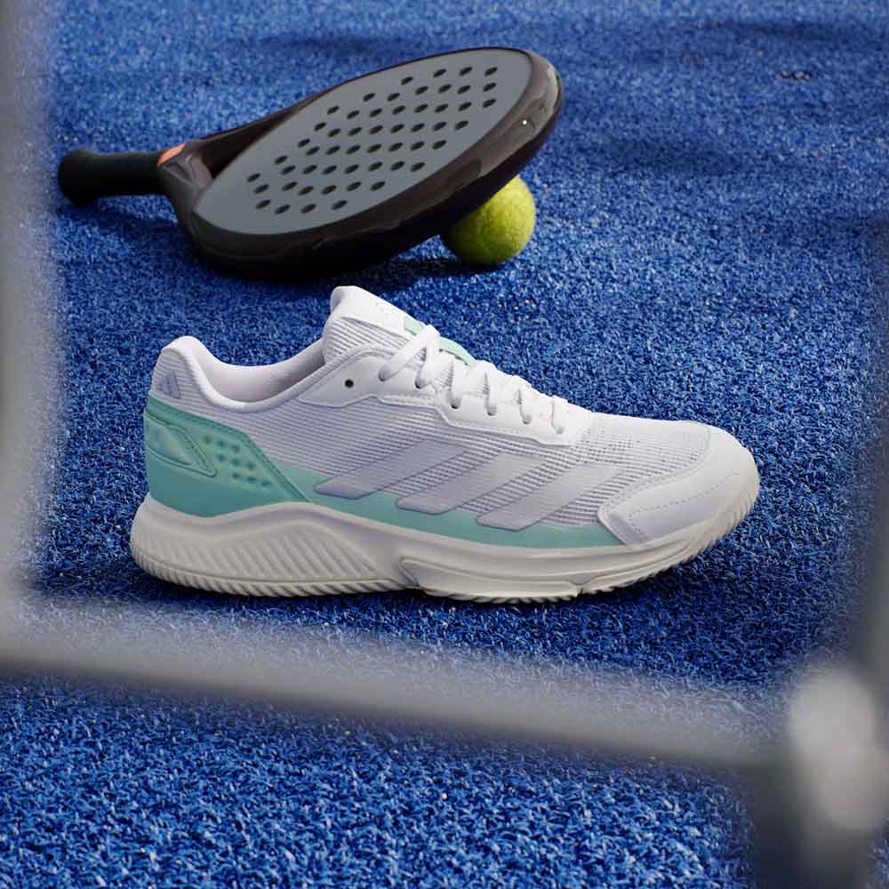 Adidas Courtquick Padel Shoes Cloud White / Silver Metallic / Clear Mint - KI3592