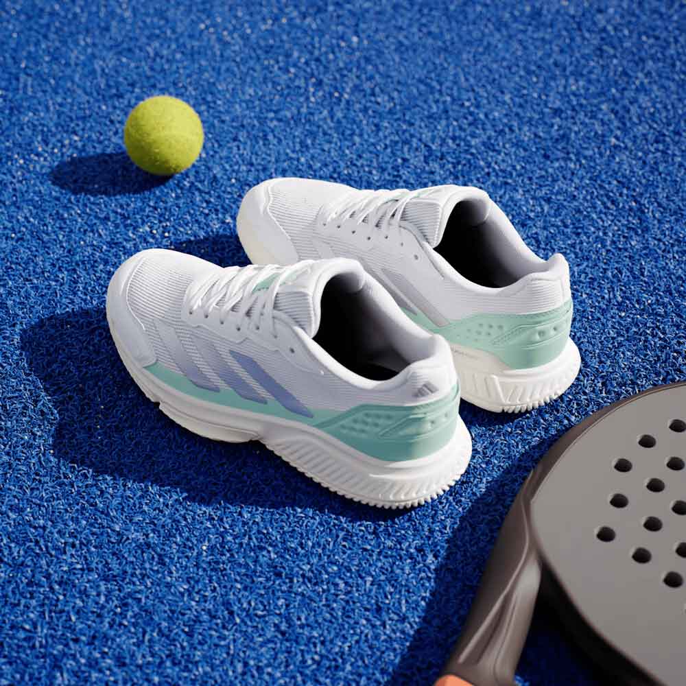 Adidas Courtquick Padel Shoes Cloud White / Silver Metallic / Clear Mint - KI3592