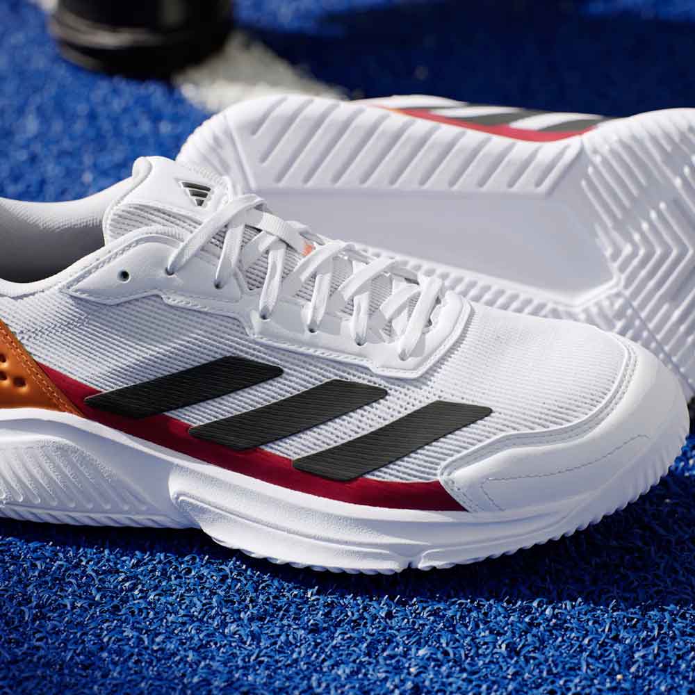 Adidas Courtquick Padel Shoes Cloud White / Core Black / Lucid Orange - JR4648