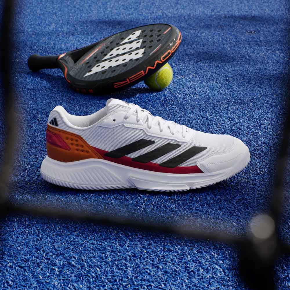 Adidas Courtquick Padel Shoes Cloud White / Core Black / Lucid Orange - JR4648