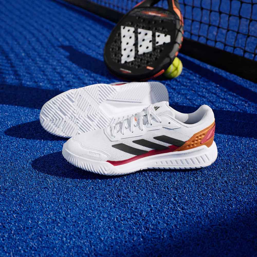 Adidas Courtquick Padel Shoes Cloud White / Core Black / Lucid Orange - JR4648