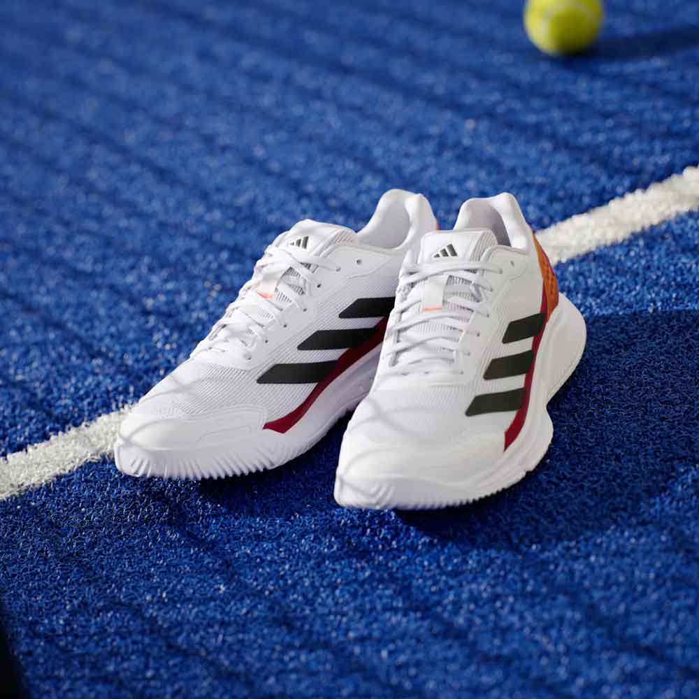 Adidas Courtquick Padel Shoes Cloud White / Core Black / Lucid Orange - JR4648