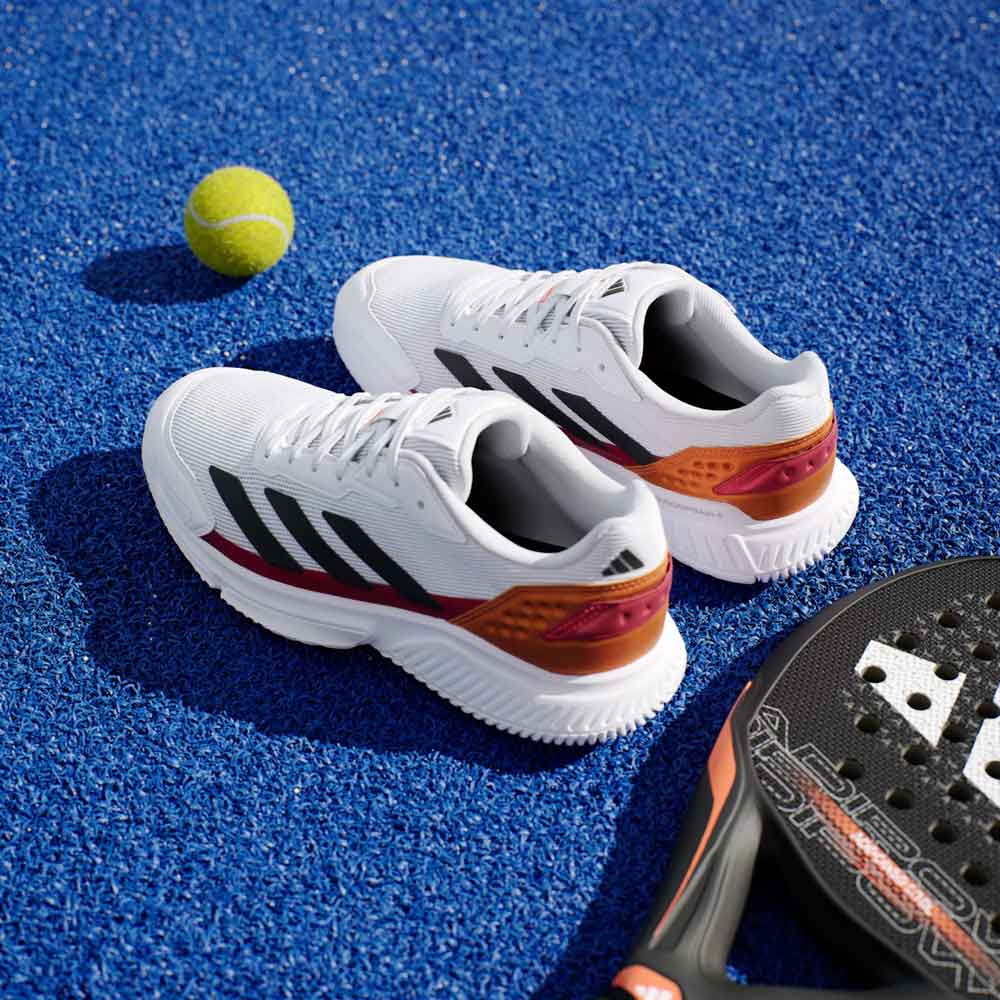 Adidas Courtquick Padel Shoes Cloud White / Core Black / Lucid Orange - JR4648