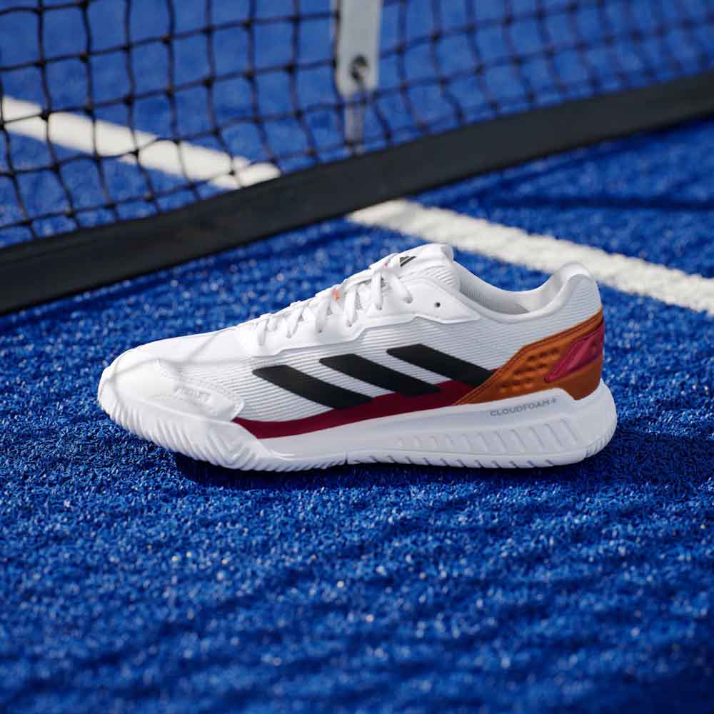 Adidas Courtquick Padel Shoes Cloud White / Core Black / Lucid Orange - JR4648