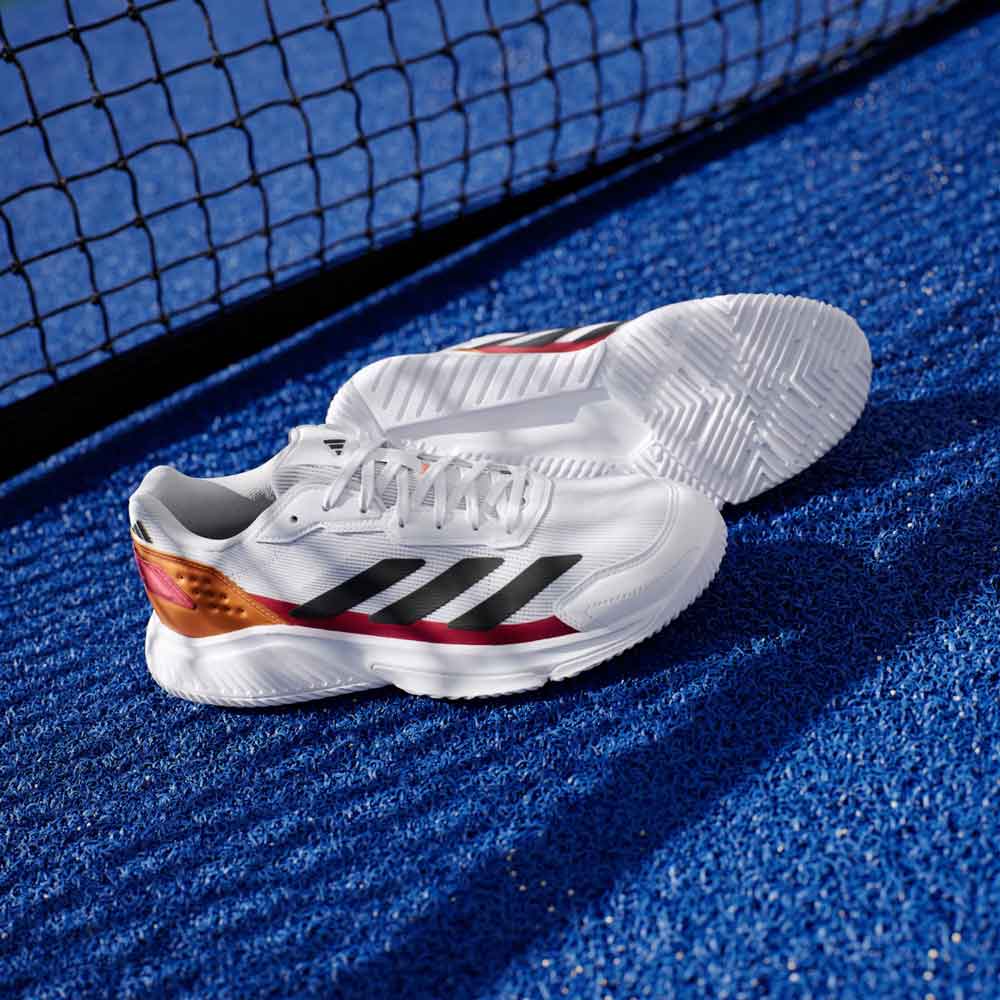 Adidas Courtquick Padel Shoes Cloud White / Core Black / Lucid Orange - JR4648
