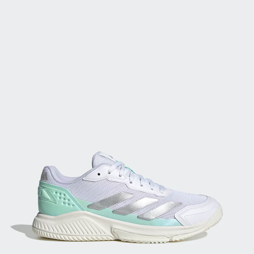 Adidas Courtquick Padel Shoes Cloud White / Silver Metallic / Clear Mint - KI3592
